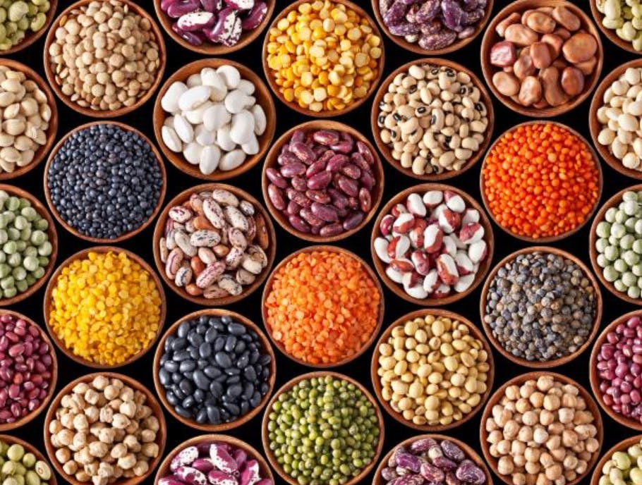 close-up-of-several-bowls-of-pulse-crops-seeds-and-legumes